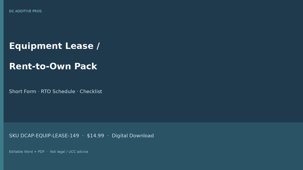 Equipment rental agreement download landscape - rent to own equipment contract Word pack cover