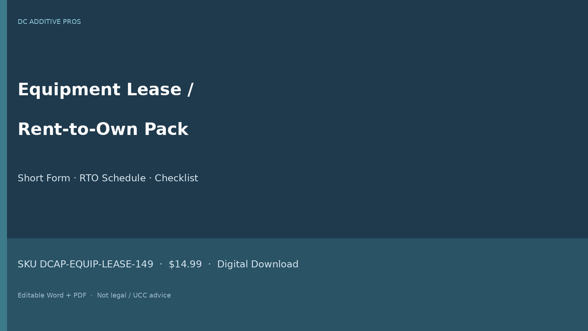 Equipment rental agreement download landscape - rent to own equipment contract Word pack cover