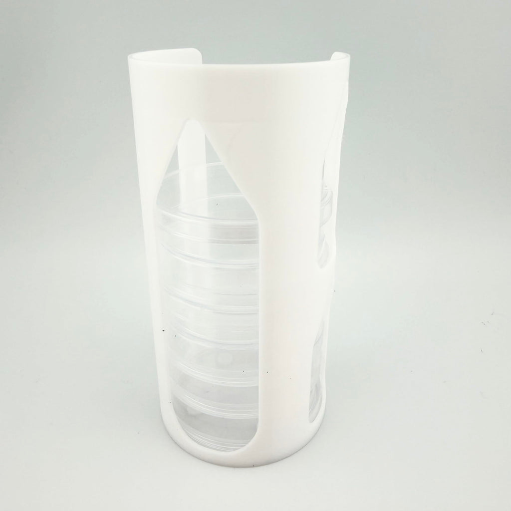 Petri Dish Holder for 90 mm Plates, 13-Plate Vertical Storage Organizer for Lab Benches, White Laboratory Rack, Fits Standard 90x15 mm Culture Dishes