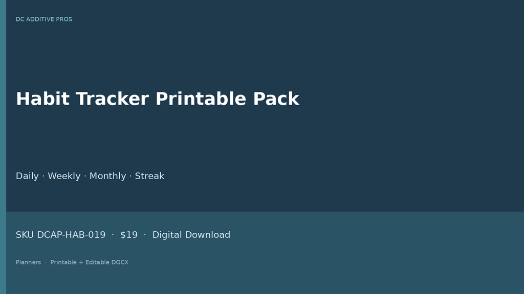 Habit Tracker Printable Pack digital download landscape cover