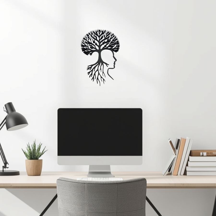 Psychology Wall Art Tree of Life Head Silhouette 15" Mind & Nature Sculpture | Made in USA