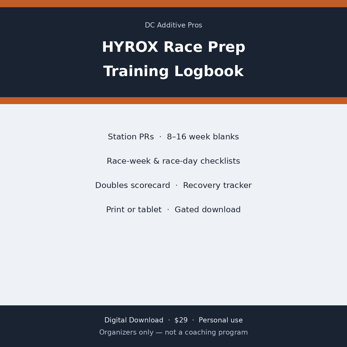 HYROX Race Prep Training Logbook digital download cover