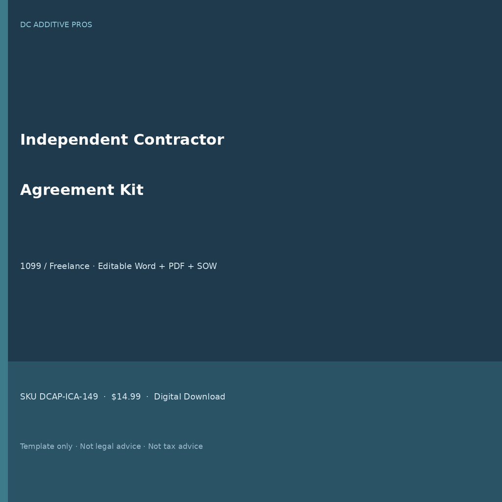 Independent contractor agreement template kit cover - 1099 contractor contract Word download square