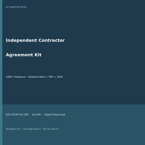 Independent contractor agreement template kit cover - 1099 contractor contract Word download square