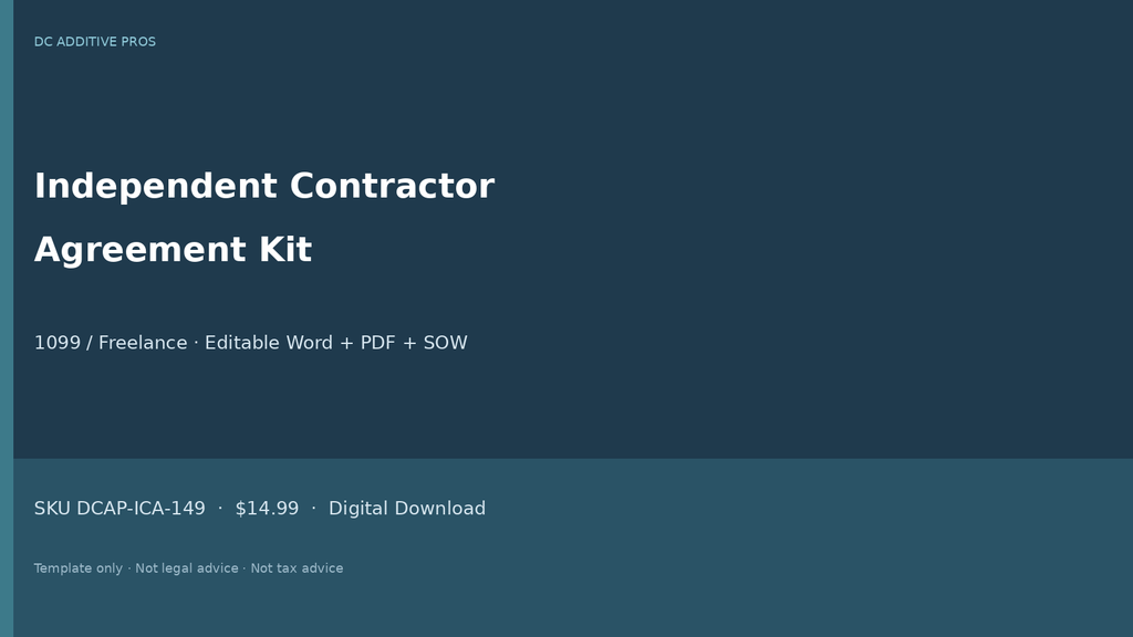 Freelance agreement for small business landscape - editable contractor SOW pack cover