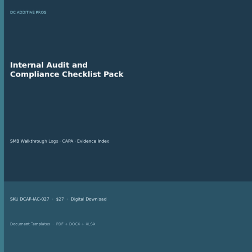 Internal Audit and Compliance Checklist Pack digital download cover