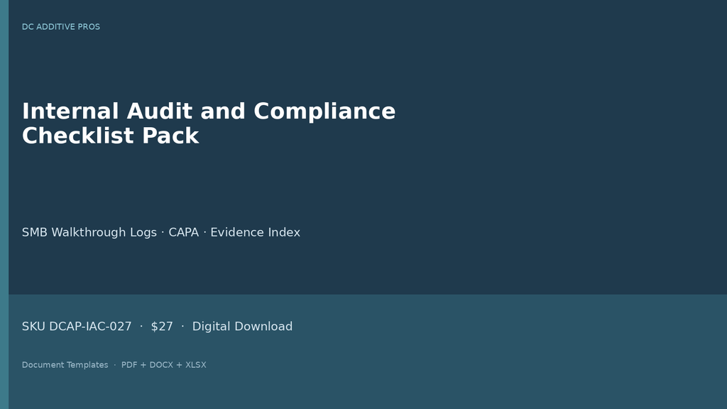 Internal Audit and Compliance Checklist Pack digital download landscape cover