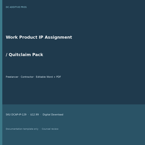 Work Product IP Assignment Quitclaim Pack cover square freelancer contractor editable Word PDF
