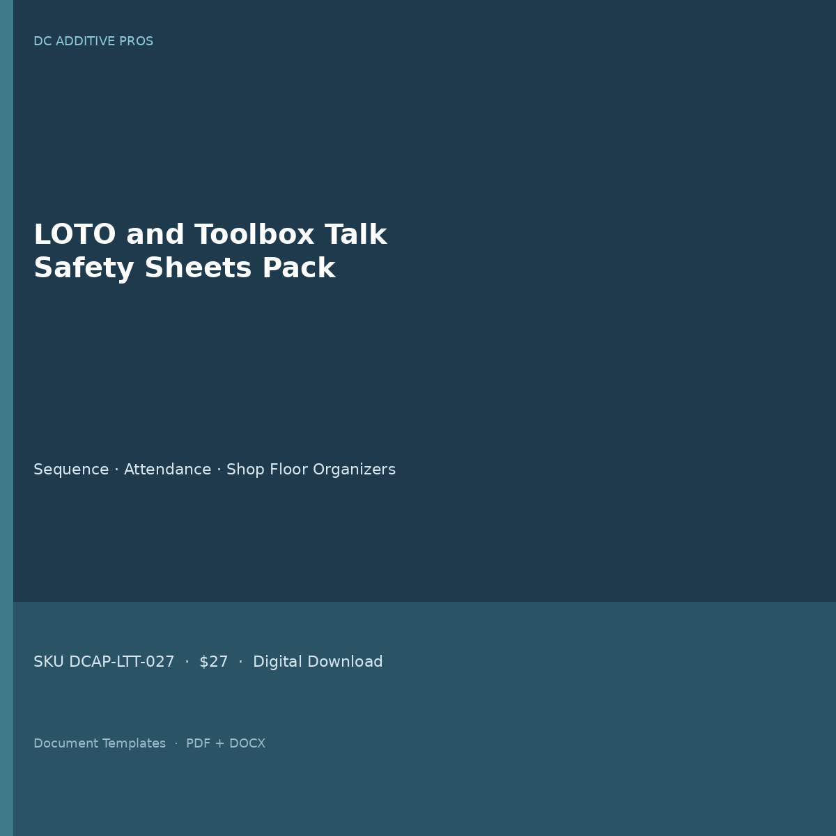 LOTO and Toolbox Talk Safety Sheets Pack cover lockout tagout checklist download