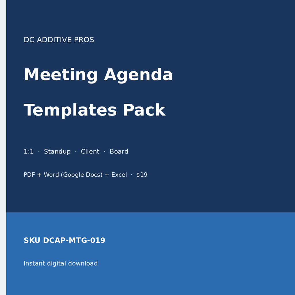Meeting Agenda Templates Pack digital download cover