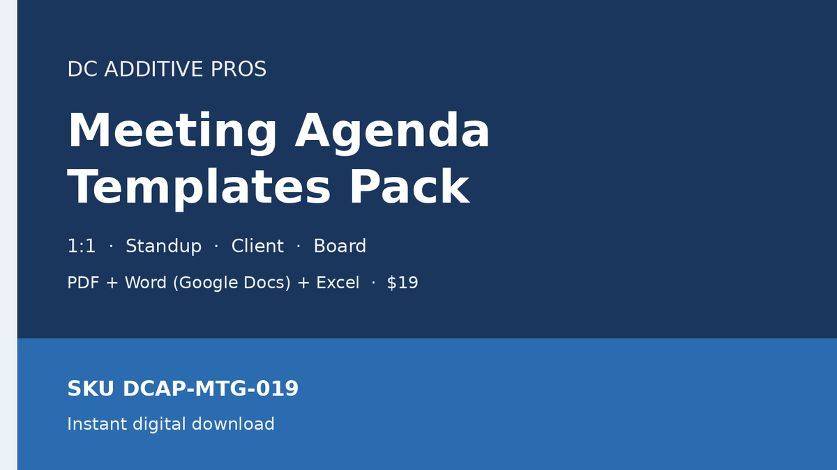 Meeting Agenda Templates Pack digital download landscape cover