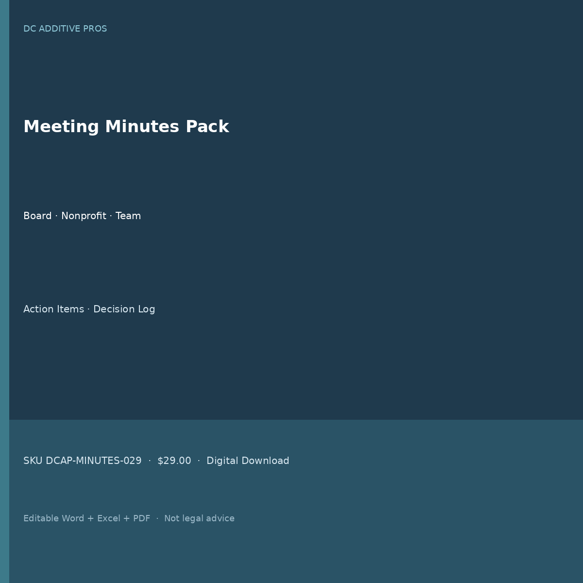 Meeting minutes template pack cover - board nonprofit team square