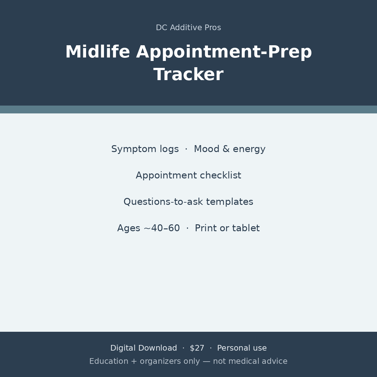 Midlife Appointment-Prep Tracker digital download cover