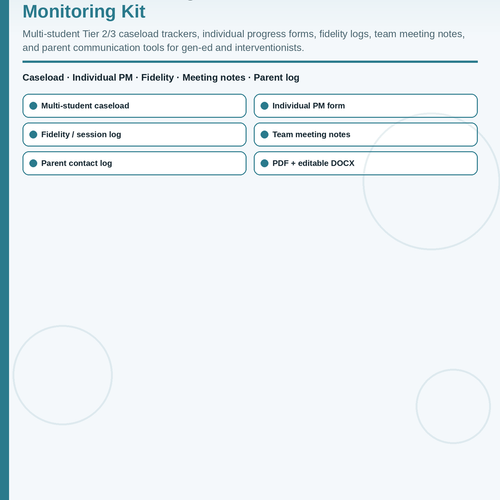 MTSS RTI Progress Monitoring Kit cover square Tier 2 Tier 3 caseload tracker