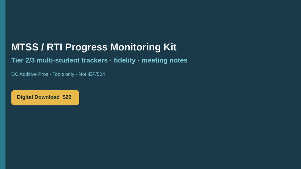MTSS RTI Progress Monitoring Kit cover landscape printable intervention tools