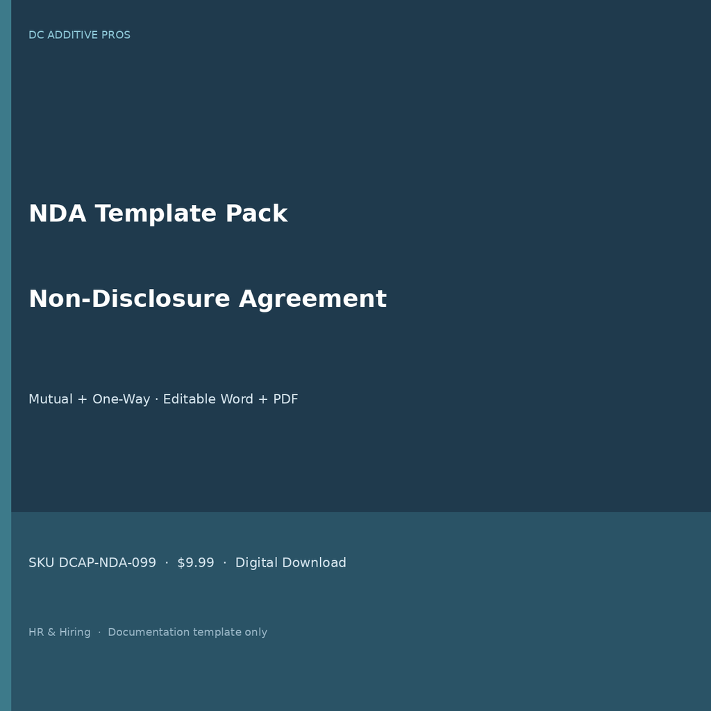 NDA Template Pack cover Mutual and One-Way non disclosure agreement editable Word PDF