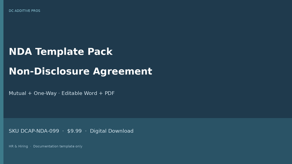 NDA Template Pack landscape Mutual One-Way NDA editable Word download for small business