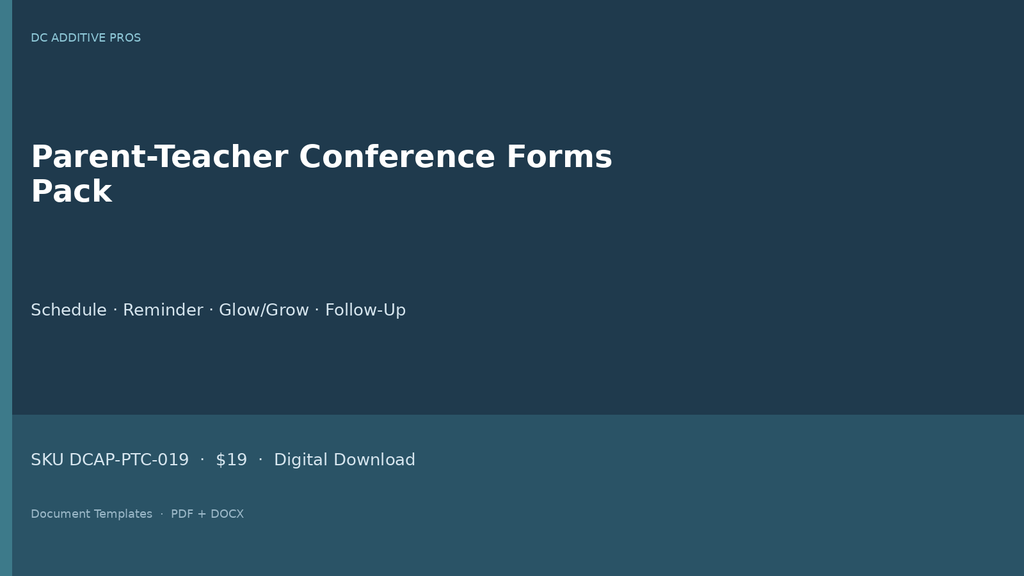 Parent-Teacher Conference Forms Pack digital download landscape cover