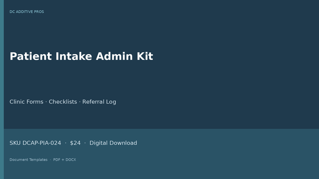 Patient Intake Admin Kit digital download landscape cover