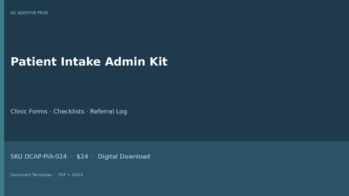Patient Intake Admin Kit digital download landscape cover