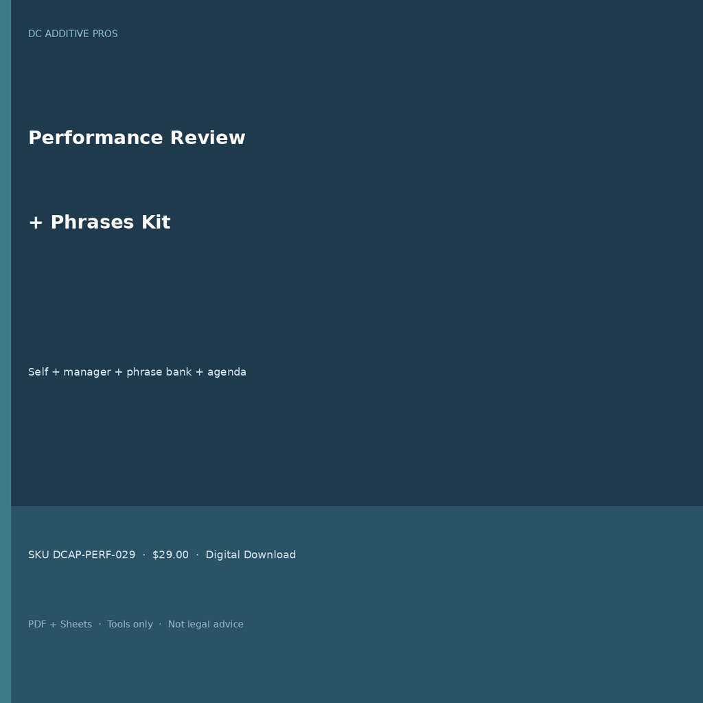 Performance review template and phrases kit cover square