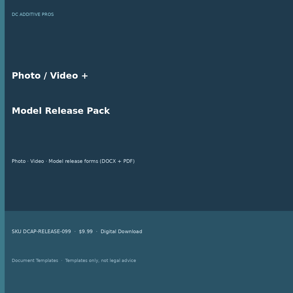 Photo release form template pack cover - model release Word download square