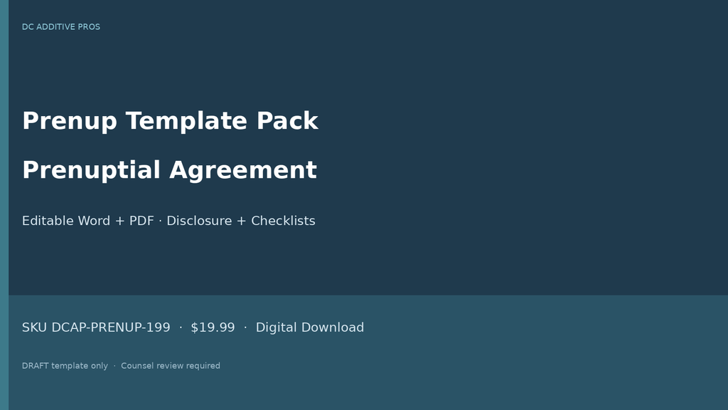 Prenup Template Pack landscape prenuptial agreement template editable Word