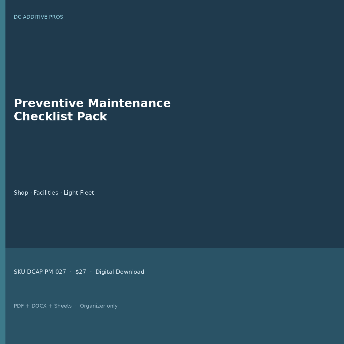 Preventive Maintenance Checklist Pack digital download cover