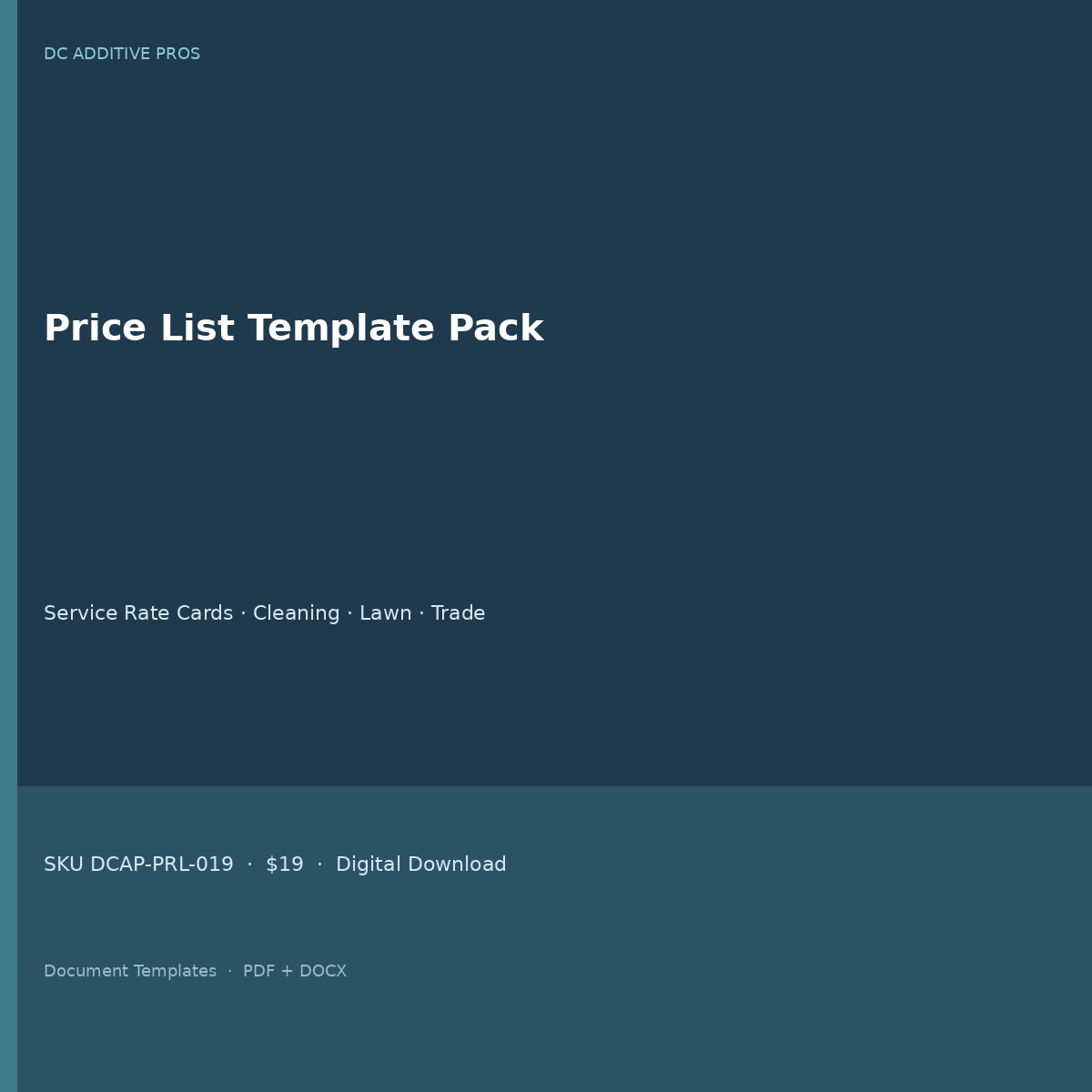 Price List Template Pack digital download cover