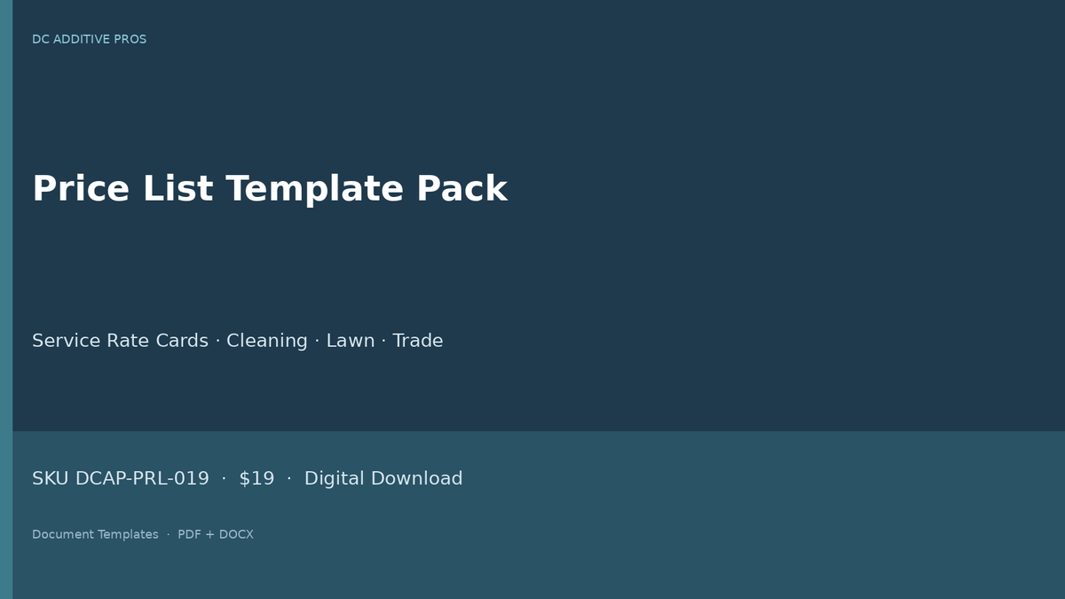 Price List Template Pack digital download landscape cover