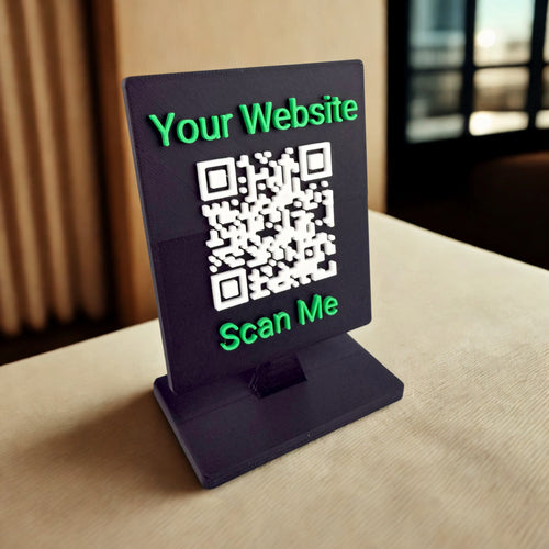 Custom QR Code Stand for Business, Google Reviews, Scan to Pay, WiFi, Social Media, Personalized Tabletop Display, Made in USA