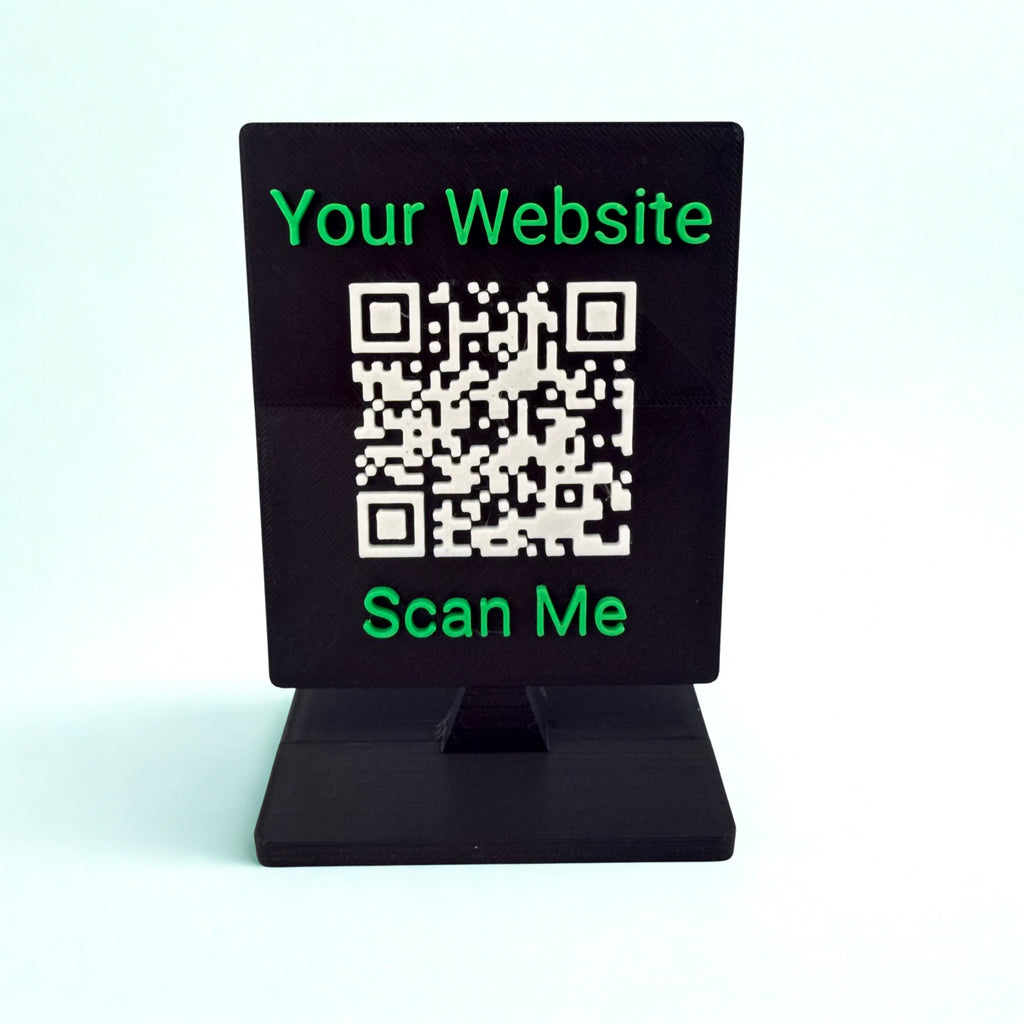 Custom QR Code Stand for Business, Google Reviews, Scan to Pay, WiFi, Social Media, Personalized Tabletop Display, Made in USA