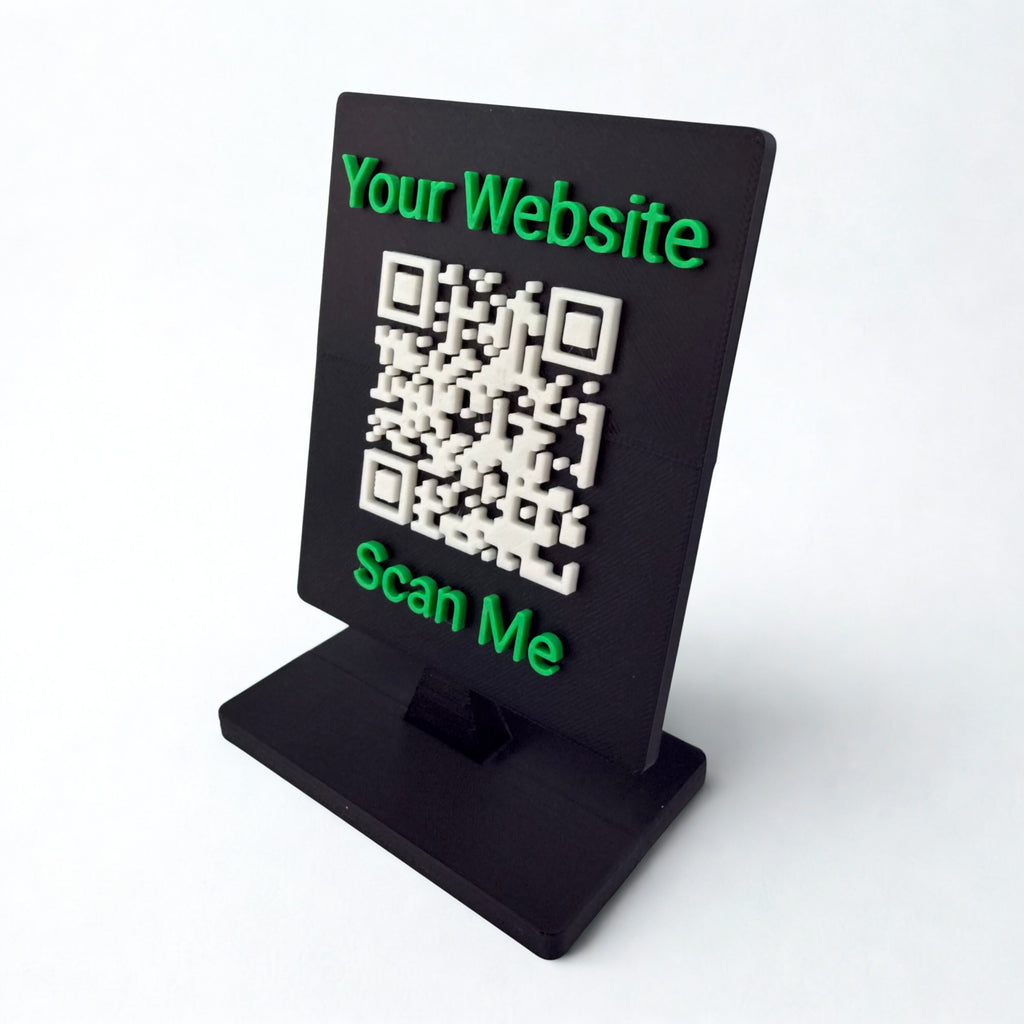 Custom QR Code Stand for Business, Google Reviews, Scan to Pay, WiFi, Social Media, Personalized Tabletop Display, Made in USA