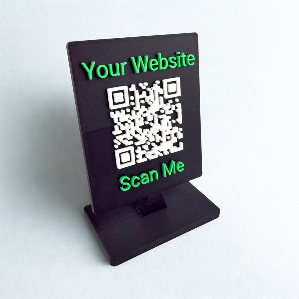 Custom QR Code Stand for Business, Google Reviews, Scan to Pay, WiFi, Social Media, Personalized Tabletop Display, Made in USA