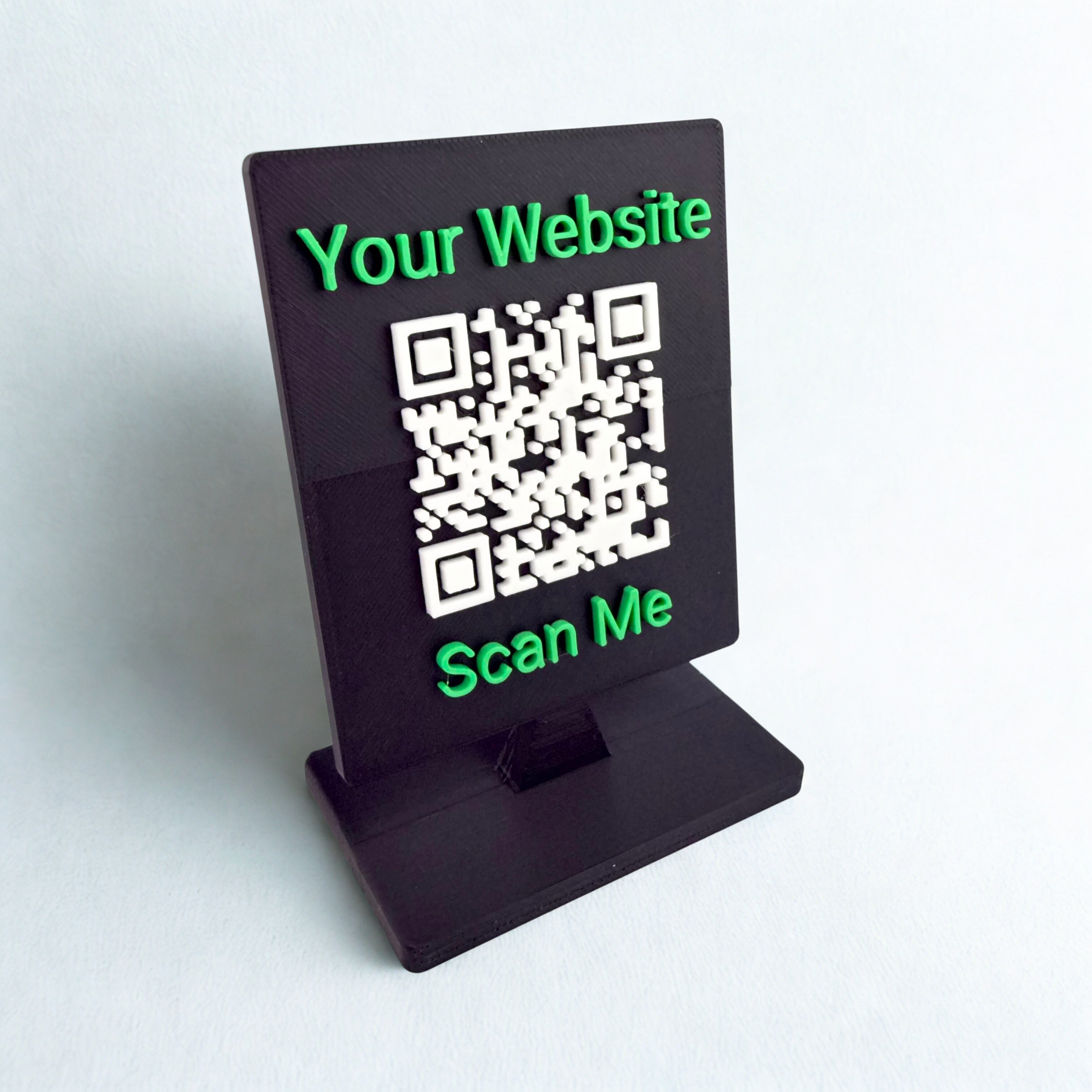 Custom QR Code Stand for Business, Google Reviews, Scan to Pay, WiFi, Social Media, Personalized Tabletop Display, Made in USA