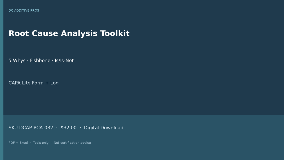 Simple root cause analysis template landscape - fishbone CAPA lite