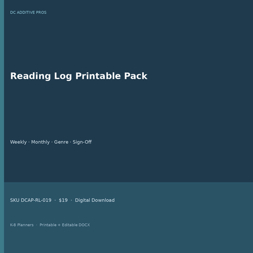 Reading Log Printable Pack digital download cover