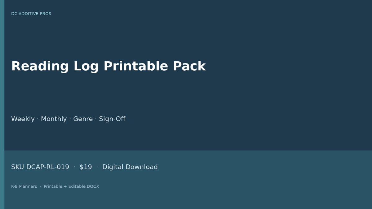 Reading Log Printable Pack digital download landscape cover