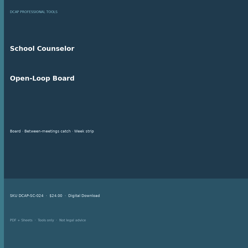 School counselor open-loop board pack cover square caseload