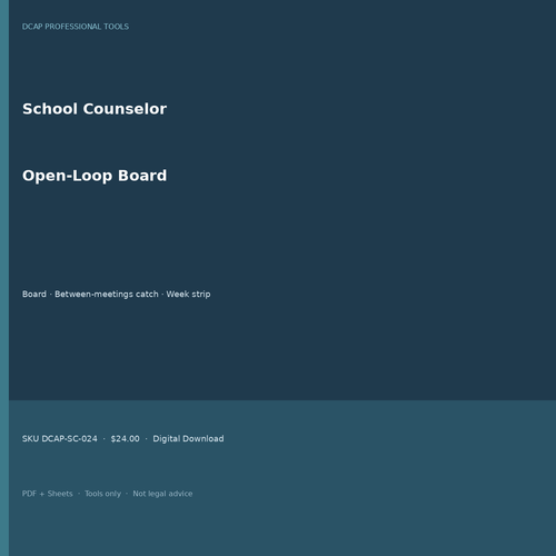 School counselor open-loop board pack cover square caseload