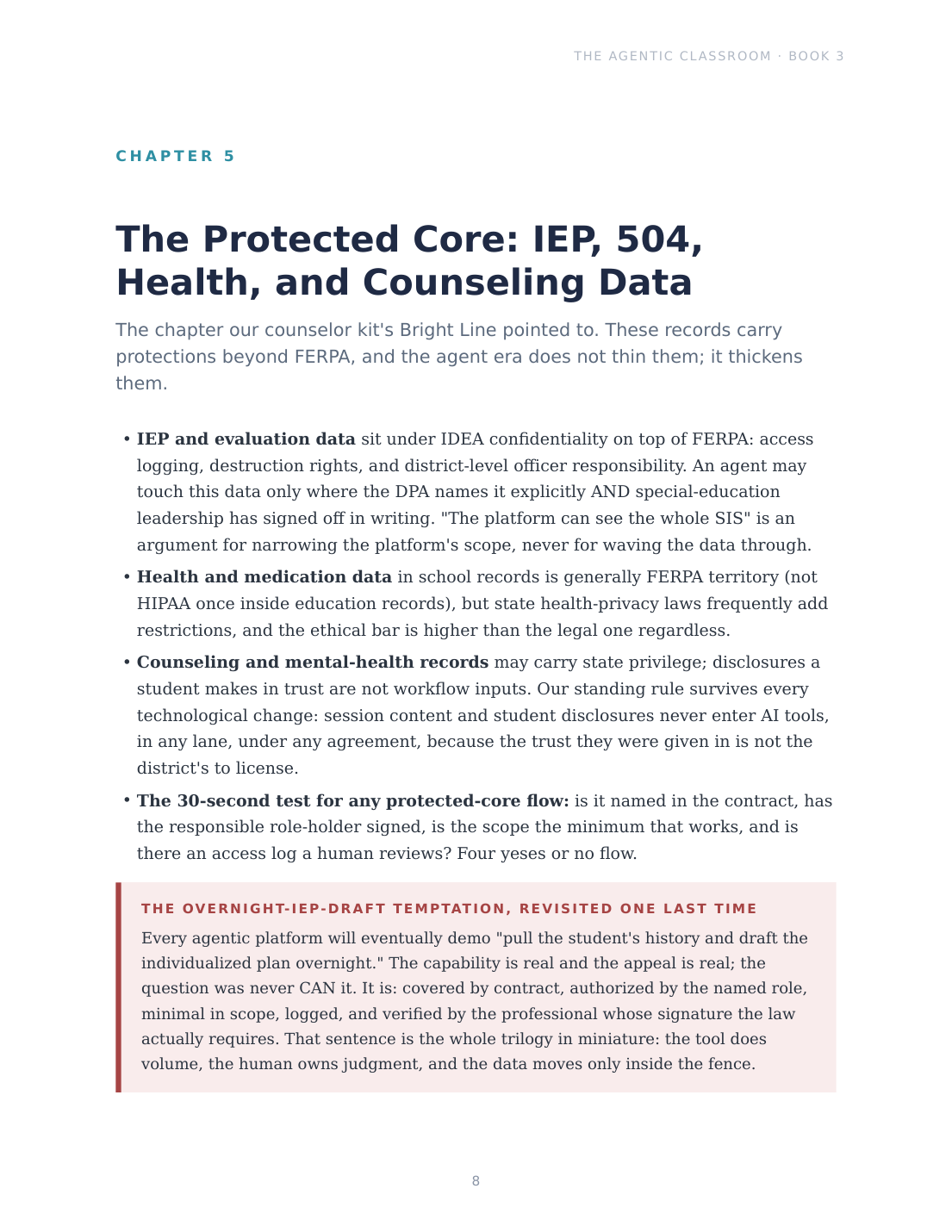 The protected core: IEP, 504, health, and counseling data rules