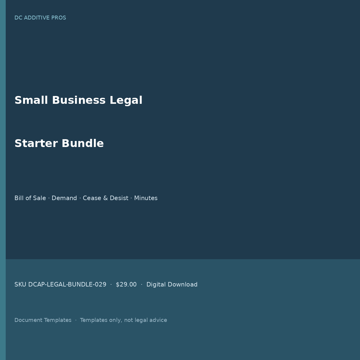 Small business legal forms bundle bill of sale demand cease and desist meeting minutes cover square