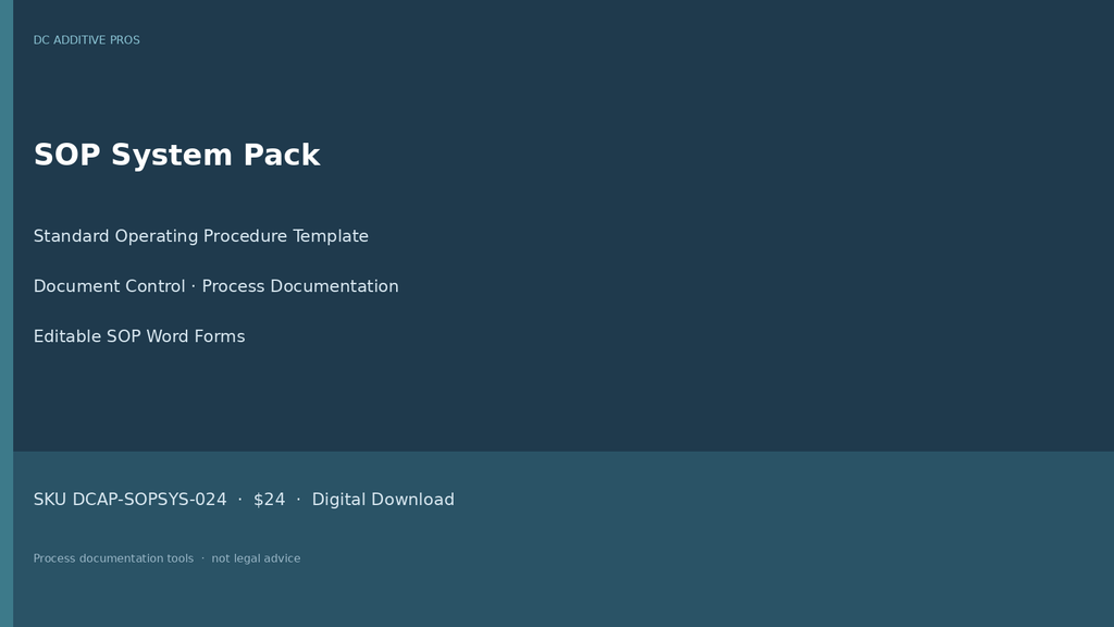 SOP System Pack landscape: editable SOP Word process documentation templates for small business