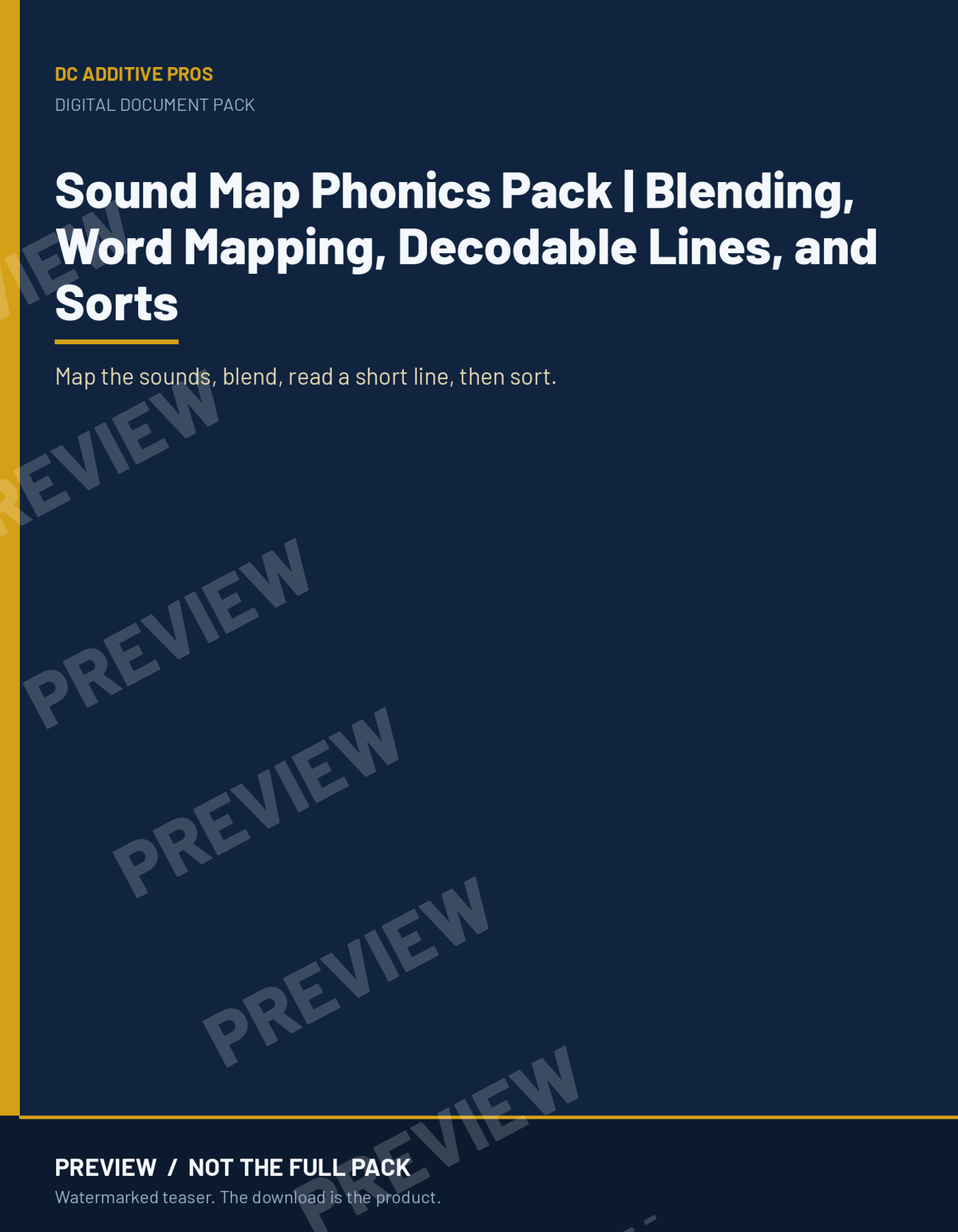 Sound Map Phonics Pack | Blending, Word Mapping, Decodable Lines, and Sorts preview. PREVIEW / NOT THE FULL PACK