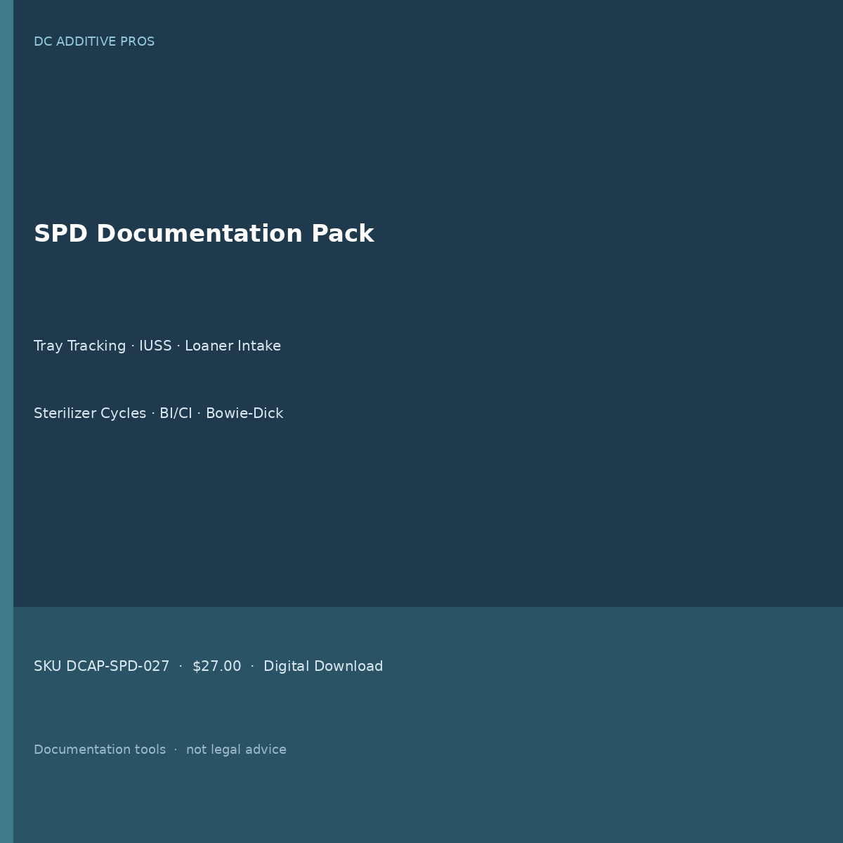 SPD Documentation Pack cover tray tracking IUSS loaner sterilizer log templates download