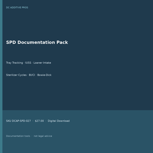 SPD Documentation Pack cover tray tracking IUSS loaner sterilizer log templates download