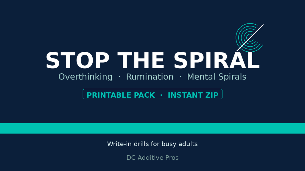 Stop the Spiral printable pack landscape overthinking rumination practice sheets