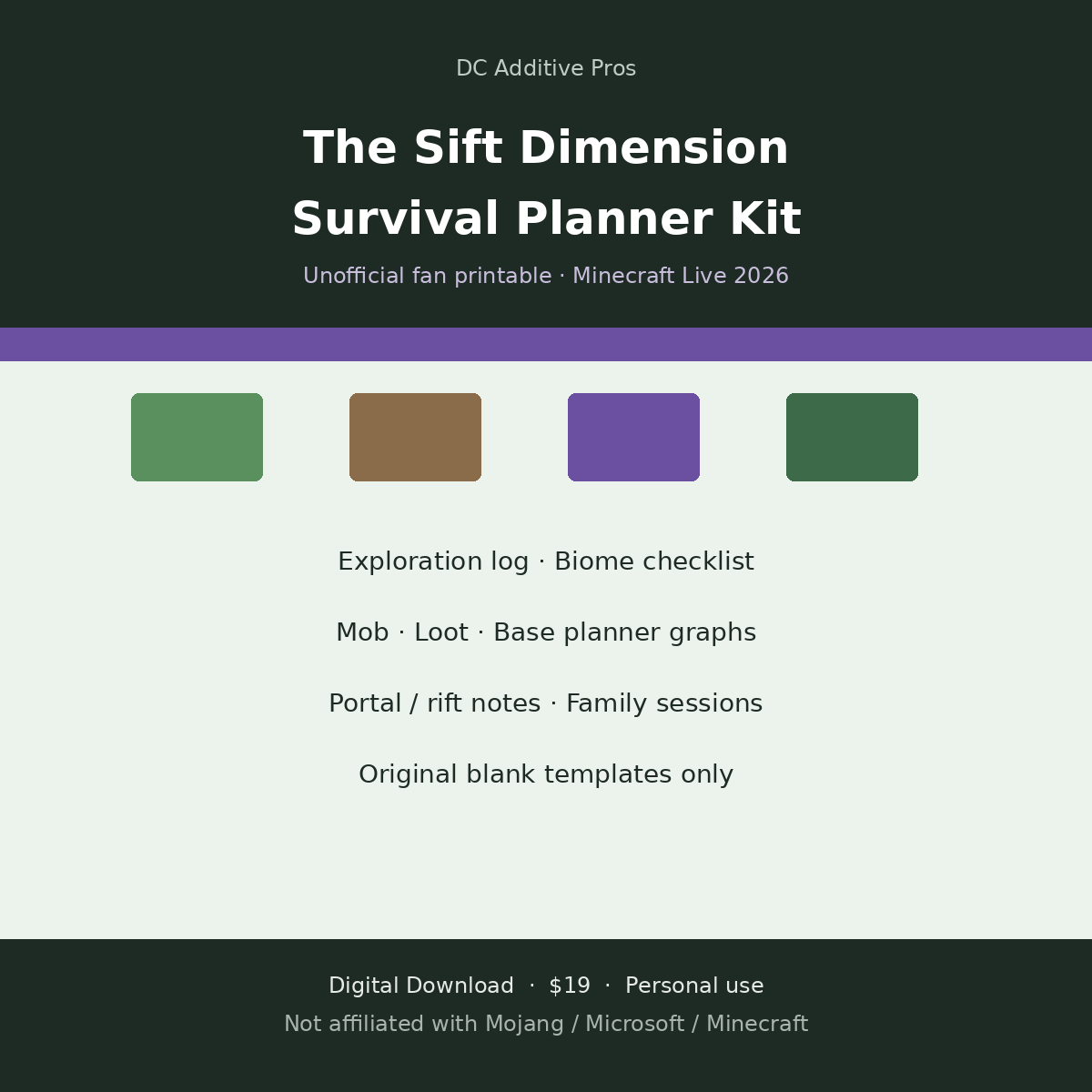 The Sift Dimension Survival Planner Kit cover square — unofficial fan printable
