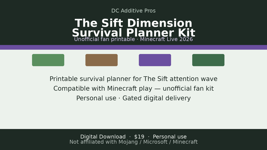 The Sift Dimension Survival Planner Kit cover landscape — unofficial fan printable