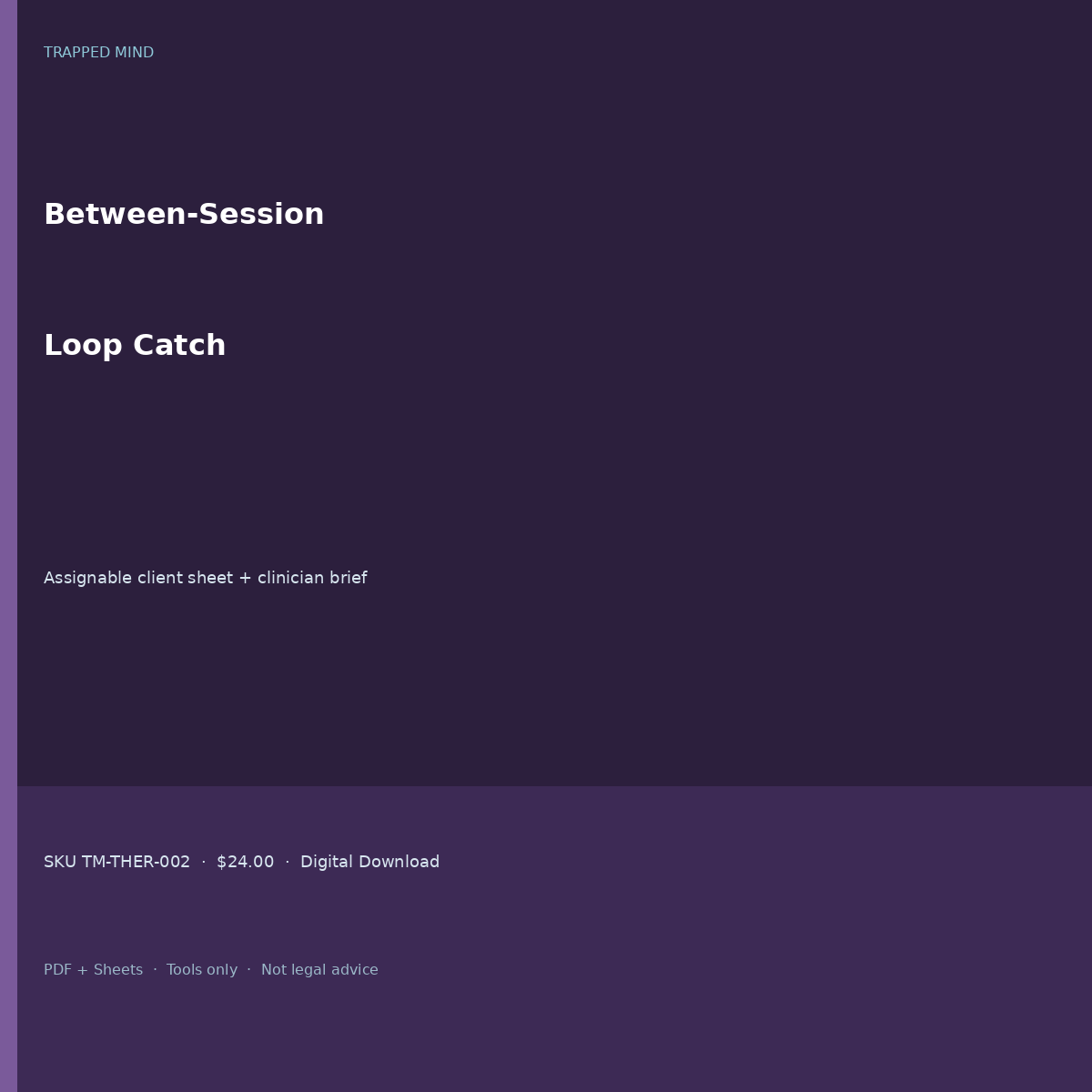 Therapist between session loop catch pack cover square